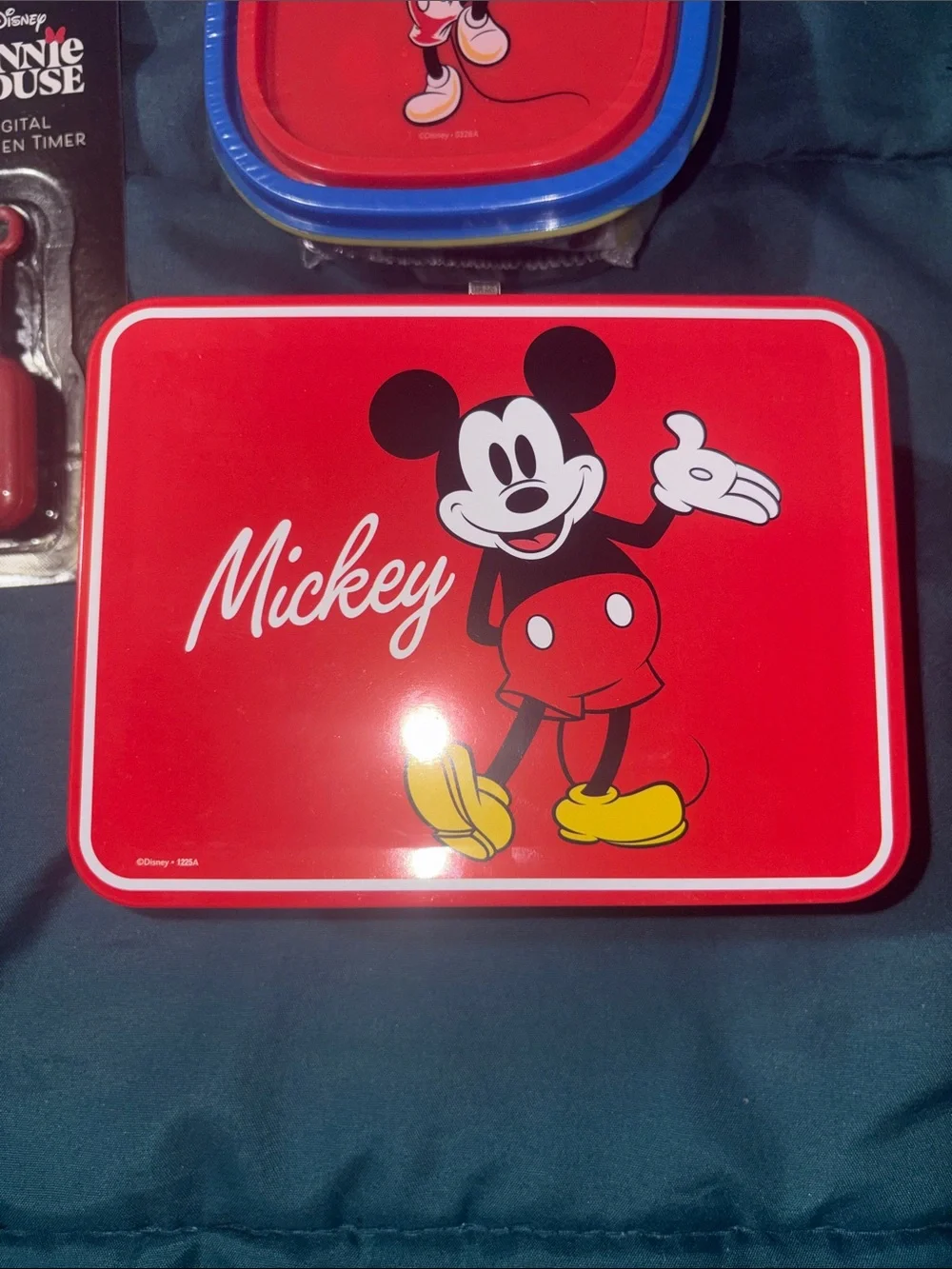 Disney Mickey Red Snack Tin & Food Storage Containers, & Minnie Timer